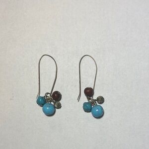 Blue and Brown Beaded Drop Earrings